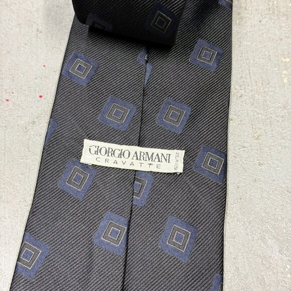 Giorgio Armani Tie Cravatte Box Pattern 100% Silk Made in Italy 4.25" - Picture 4 of 5
